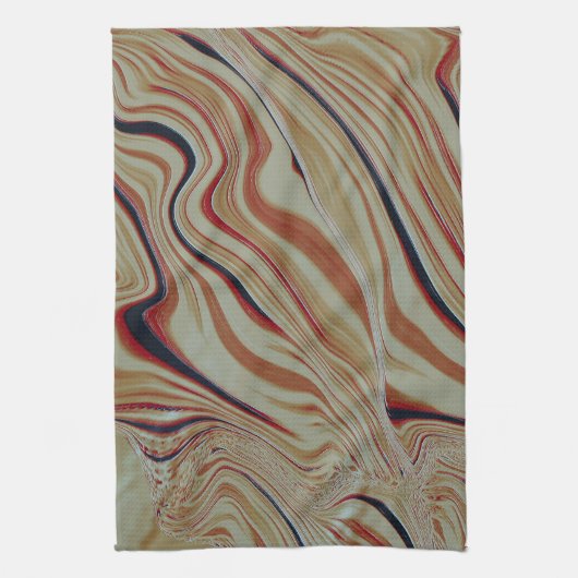 Golven op een gemengde basis in grijs ocher oranje theedoek (Verticaal)