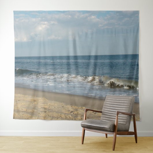 Golven op het Ocean Beach Shoreline Tapestry Wandkleed (In Situ (horizontaal))