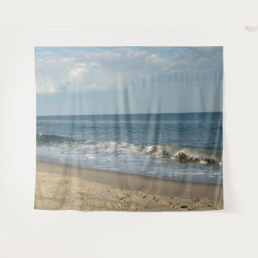 Golven op het Ocean Beach Shoreline Tapestry Wandkleed (Voorkant (horizontaal))