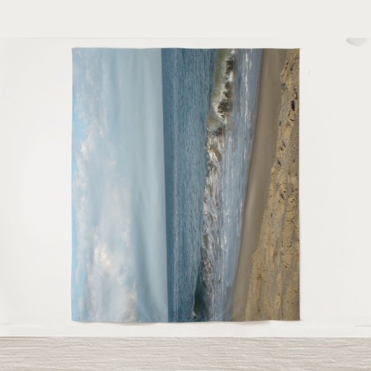 Golven op het Ocean Beach Shoreline Tapestry Wandkleed (Voorkant)