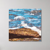 Golven op rotsachtige kustlijn Oceaan Canvas Afdruk (Voorkant)