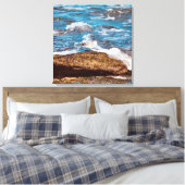 Golven op rotsachtige kustlijn Oceaan Canvas Afdruk (Insitu (Slaapkamer))