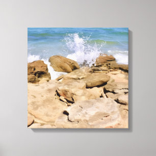 Golven op rotsachtige kustlijn Oceaandoek  Canvas Afdruk