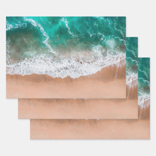 Golven op Sandy Beach Inpakpapier Vel (Set)