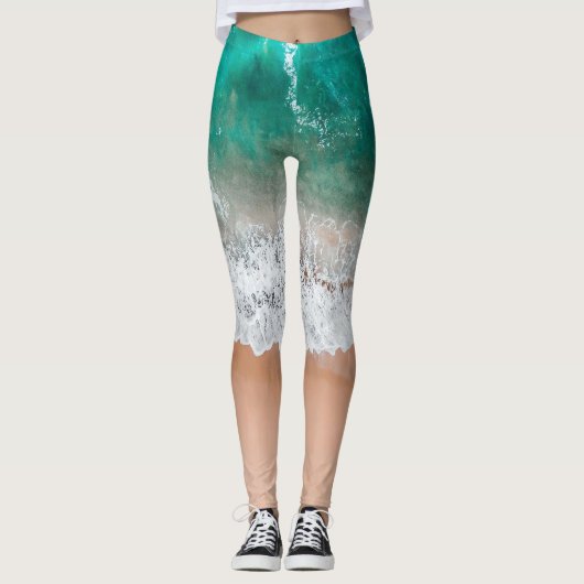Golven op Sandy Beach Leggings (Voorkant)