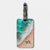 Golven op Sandy Beach Persoonlijk Bagagelabel (Achterkant verticaal)
