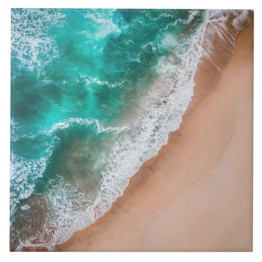 Golven op Sandy Beach Tegeltje (Voorkant)