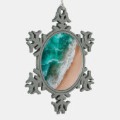 Golven op Sandy Beach Tin Sneeuwvlok Ornament (Links)