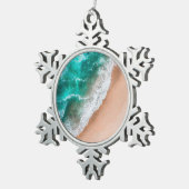 Golven op Sandy Beach Tin Sneeuwvlok Ornament (Rechts)