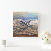 golven originele hand geschilderde kunst vierkante klok (Huis)