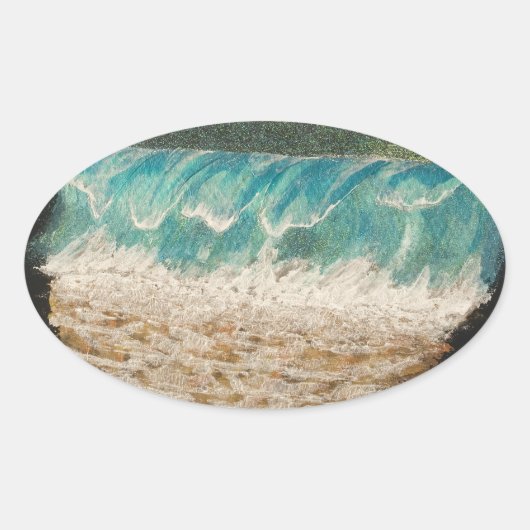 Golven Ovale Sticker (Voorkant)