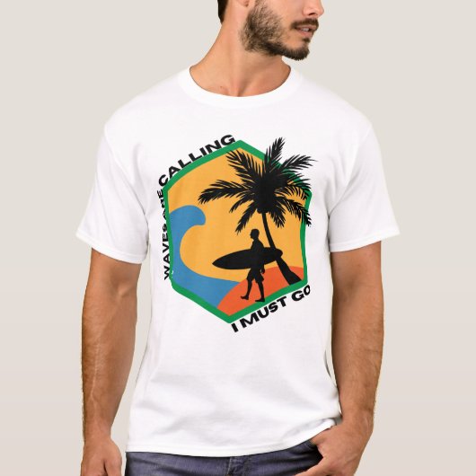 Golven roepen ik moet naar het strand abstract Gra T-shirt (Voorkant)