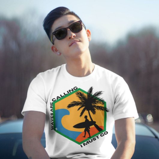 Golven roepen ik moet naar het strand abstract Gra T-shirt