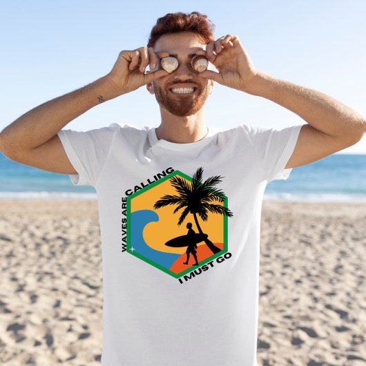 Golven roepen ik moet naar het strand abstract Gra T-shirt