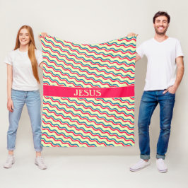 Golven Rood Blauw Minimaal Patroon Fleece Deken