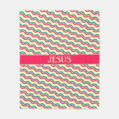 Golven Rood Blauw Minimaal Patroon Fleece Deken (Voorkant)