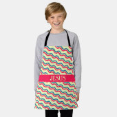 Golven Rood Blauw Minimaal Patroon Schort (Gedragen)