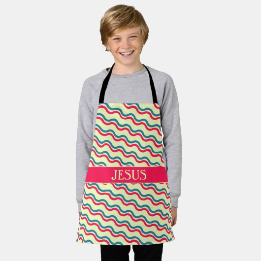 Golven Rood Blauw Minimaal Patroon Schort (Gedragen)