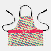 Golven Rood Blauw Minimaal Patroon Schort (Voorkant)