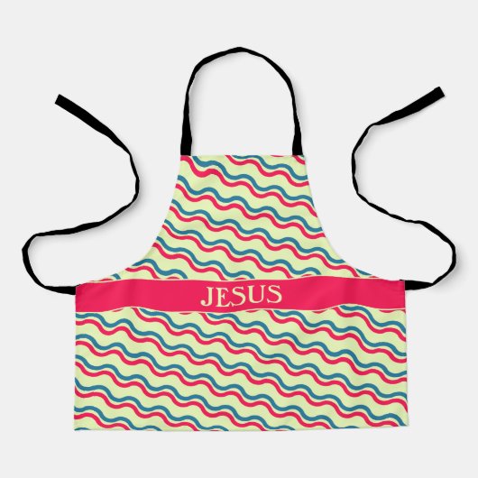 Golven Rood Blauw Minimaal Patroon Schort (Voorkant)