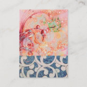 GOLVEN, ROZE AQUA BLAUWE BLOEMENWERVELINGEN FOTOSJ VISITEKAARTJE (Achterkant)