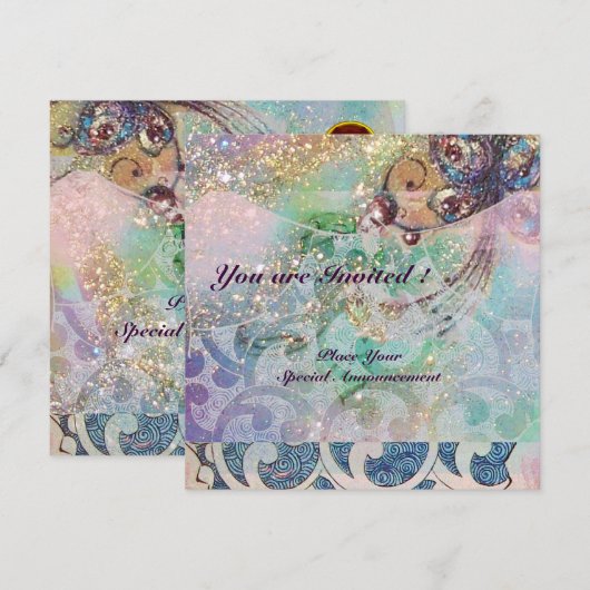 GOLVEN RUBY, helder rood  blauw roze goud glinster Kaart (Voorkant / Achterkant)