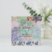 GOLVEN RUBY, helder rood  blauw roze goud glinster Kaart (Staand voorkant)