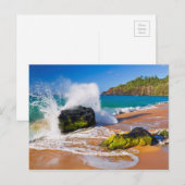 Golven slaan op het strand, Hawaï Briefkaart (Voorkant / Achterkant)