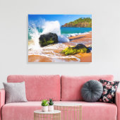 Golven slaan op het strand, Hawaï Canvas Afdruk (Insitu (Woonkamer))