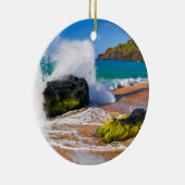 Golven slaan op het strand, Hawaï Keramisch Ornament (Rechts)