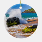 Golven slaan op het strand, Hawaï Keramisch Ornament (Achterkant)