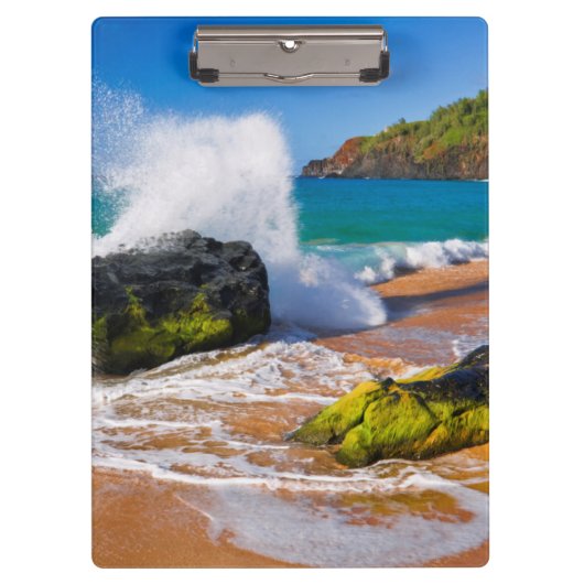 Golven slaan op het strand, Hawaï Klembord (Voorkant)