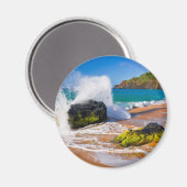 Golven slaan op het strand, Hawaï Magneet (Voorkant / Achterkant)