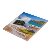 Golven slaan op het strand, Hawaï Tegeltje (Zijkant)