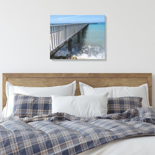 Golven splitsen op het ontwerp van de Wit Canvas Afdruk (Insitu (Slaapkamer))