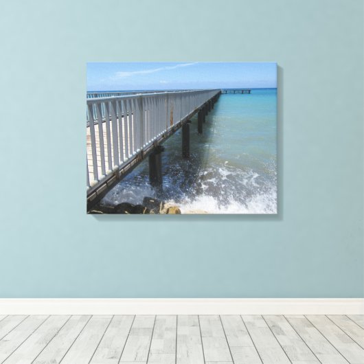 Golven splitsen op het ontwerp van de Wit Canvas Afdruk (Insitu (Houten vloer))