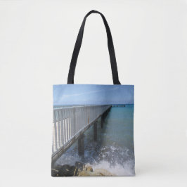 Golven splitsen op het ontwerp van de Wit Tote Bag
