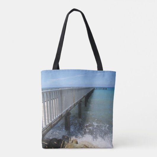 Golven splitsen op het ontwerp van de Wit Tote Bag (Achterkant)
