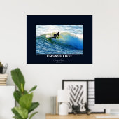 Golven Surfboard-rider Surfing Motivatie Art Poster (Thuiskantoor)
