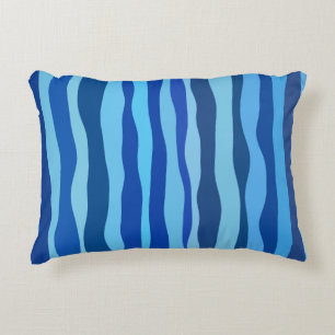 Golven van blauw Cyaan Marine Kobalt Hemelblauw Accent Kussen