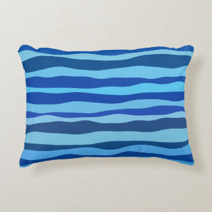 Golven van blauw Cyaan Marine Kobalt Hemelblauw Accent Kussen