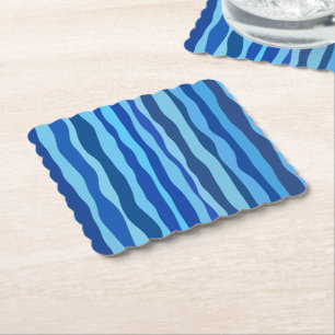 Golven van blauw Cyaan Marine Kobalt Hemelblauw Kartonnen Onderzetters