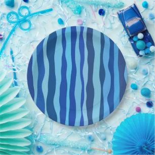 Golven van blauw Cyaan Marine Kobalt Hemelblauw Papieren Bordje