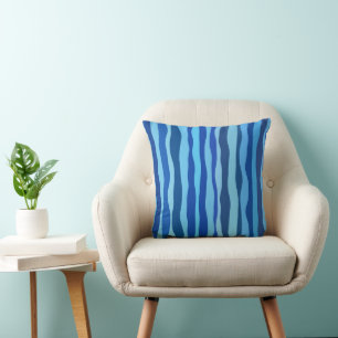 Golven van blauw cyaan marine kobalt hemelsblauw kussen