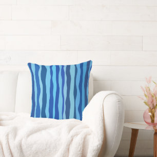 Golven van blauw cyaan marine kobalt hemelsblauw kussen
