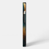 Golven van blauw en goud iPhone hoesje (Linkerkant)