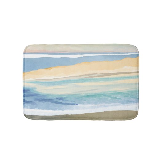 Golven van Blauw | Oceanoever Strand Aquarel Badmat (Voorkant)