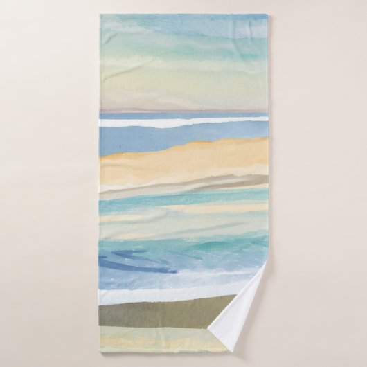 Golven van Blauw | Oceanoever Waterverf Badhanddoek (Badhanddoek)