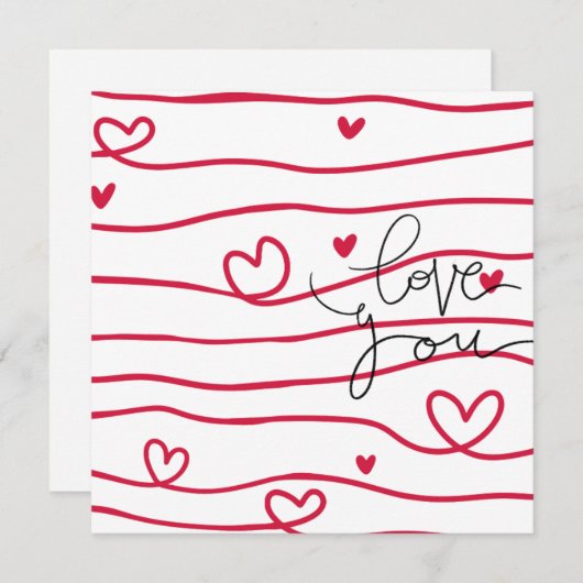 Golven van harten, Platte Notecard Kaart (Voorkant / Achterkant)