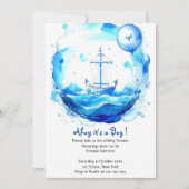 Golven van Liefde: Nautical Boy Baby shower Kaart (Voorkant)